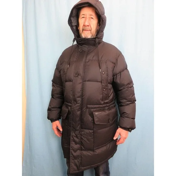 $1290 BURBERRY BENSEN BLACK HOODED CHECK LOGO DOWN PARKA PUFFER JACKET COAT XXL